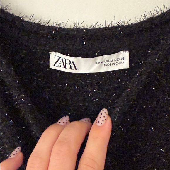 Zara Jeweled Button Metallic Thread Knit Mini Dress Size M - Picture 7 of 9